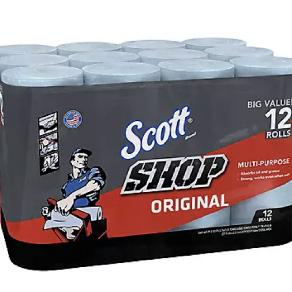 Scott Blue Shop Towels (55 sheets/roll, 12 rolls)